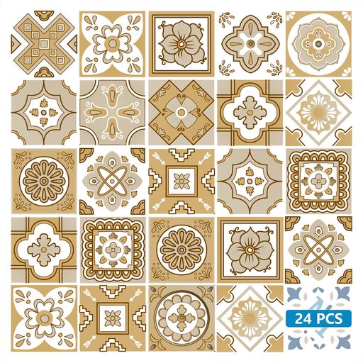 Peel and Stick Tile Stickers Brown and White different patterns Model - M9