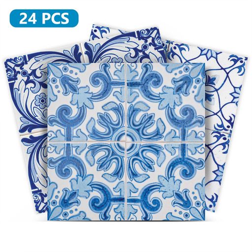 Multiple shapes designs for Blue backsplash bathroom decoration Tile Stickers Model - C3