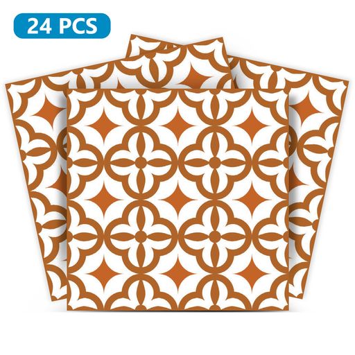 Mexican Orange and White easy to apply wallpaper Tile Stickers Model - C9