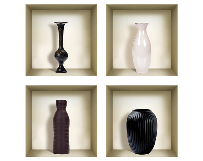 3D Niche Wall Art Decals - Set Of 4 | Easy To Apply, Stunning Decorative Stickers For Home And Office