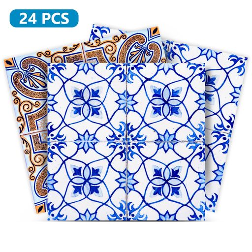 Retro Spanish backsplash two patterns Tile Stickers floor suitable DIY Model - H207