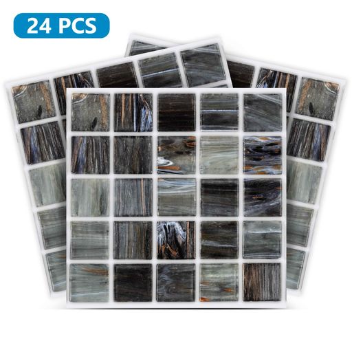 Mosaic Tiles Black And White Shiny Peel And Stick Tiles Model - B11