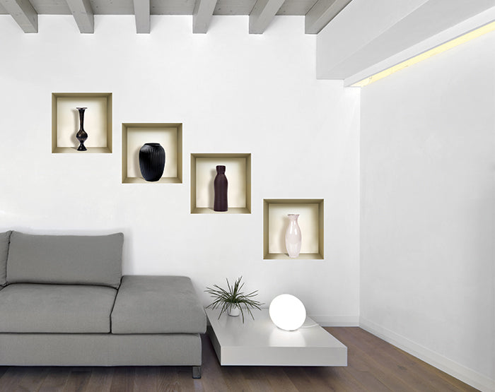 3D Niche Wall Art Decals - Set Of 4 | Easy To Apply, Stunning Decorative Stickers For Home And Office