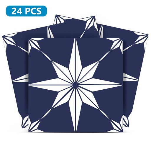 Peel & Stick Removable Deep Blue Tile Home Decor Idea Model - B12