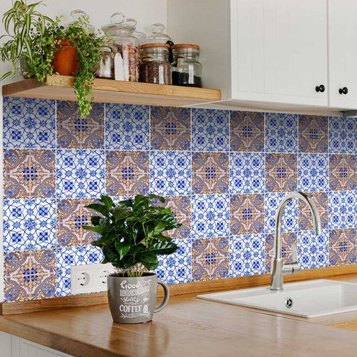 Retro Spanish backsplash two patterns Tile Stickers floor suitable DIY Model - H207