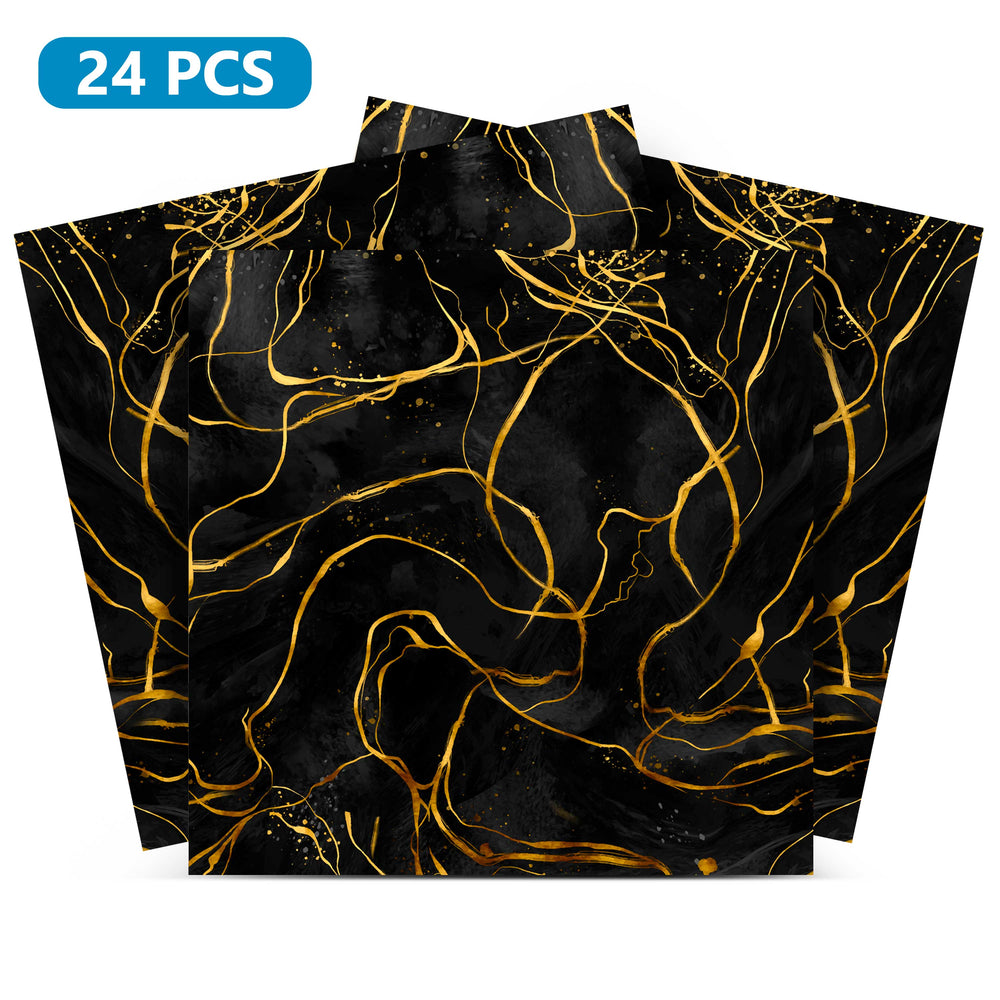 Beautiful Black backsplash with Orange and Marble look Easy to install Tile Stickers - R35