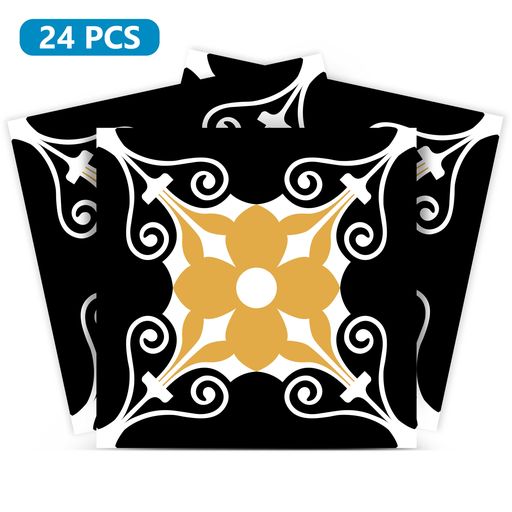Black and Yellow unique pattern Peel and Stick Floor Tile Stickers Model - C27