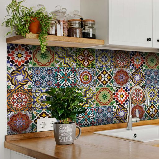 Mix multiple color and pattern vintage style Tile Stickers Model - AB2