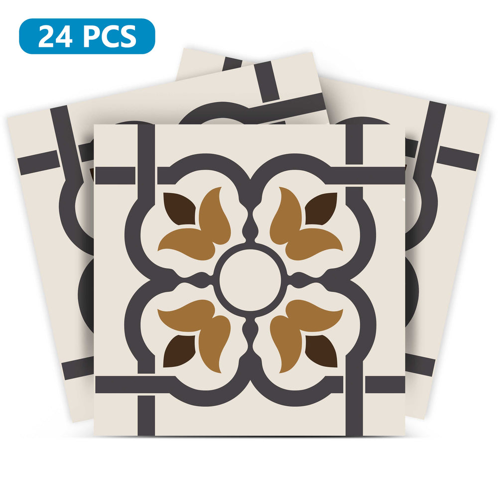 Brown flower backsplash peel and stick Tile Stickers easy to install Model - B101