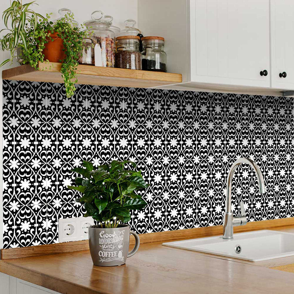 Black and White backsplash Peel and Stick Tile Stickers Model - B15