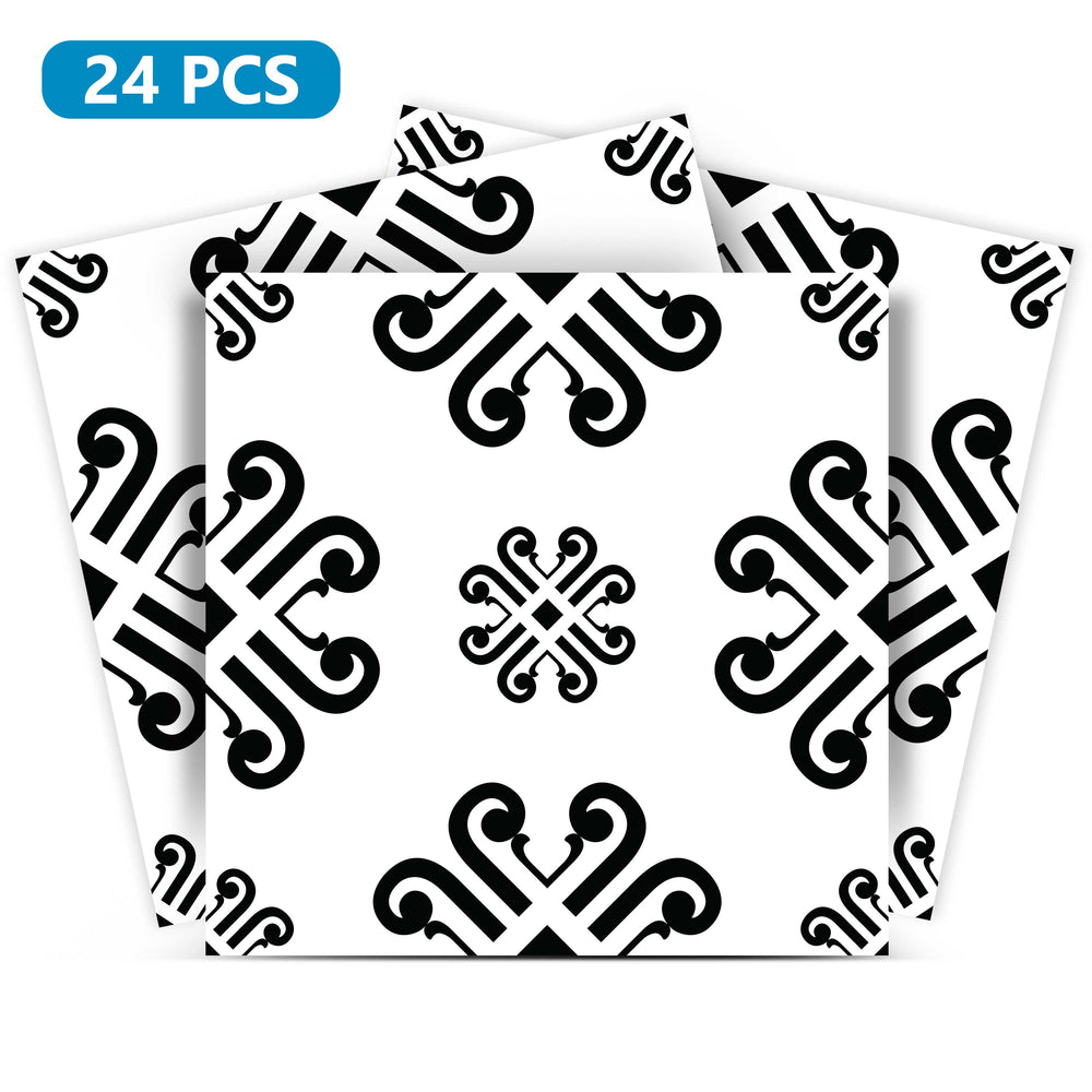 Black And White Tile Pattern Removable Peel And Stick Stickers Model - B17