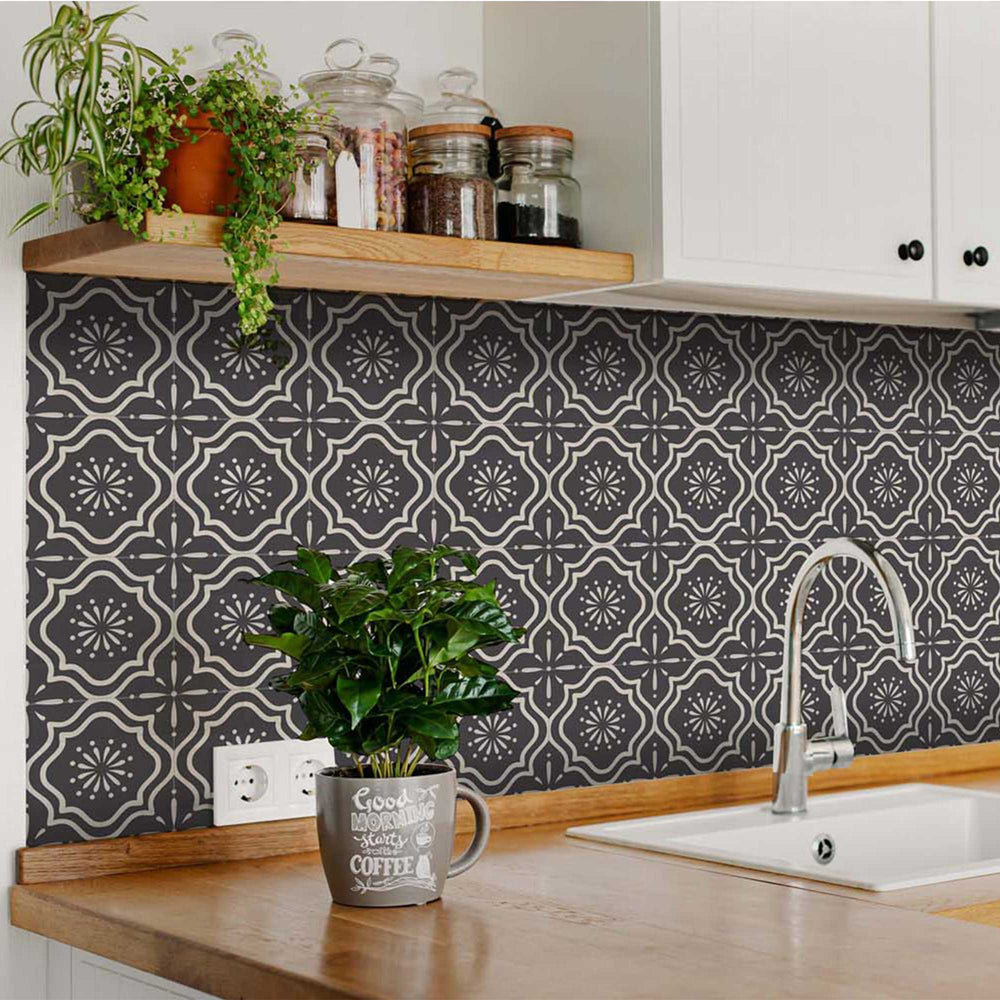 Dark gray kitchen Peel and stick Backsplash Tiles Model - B22