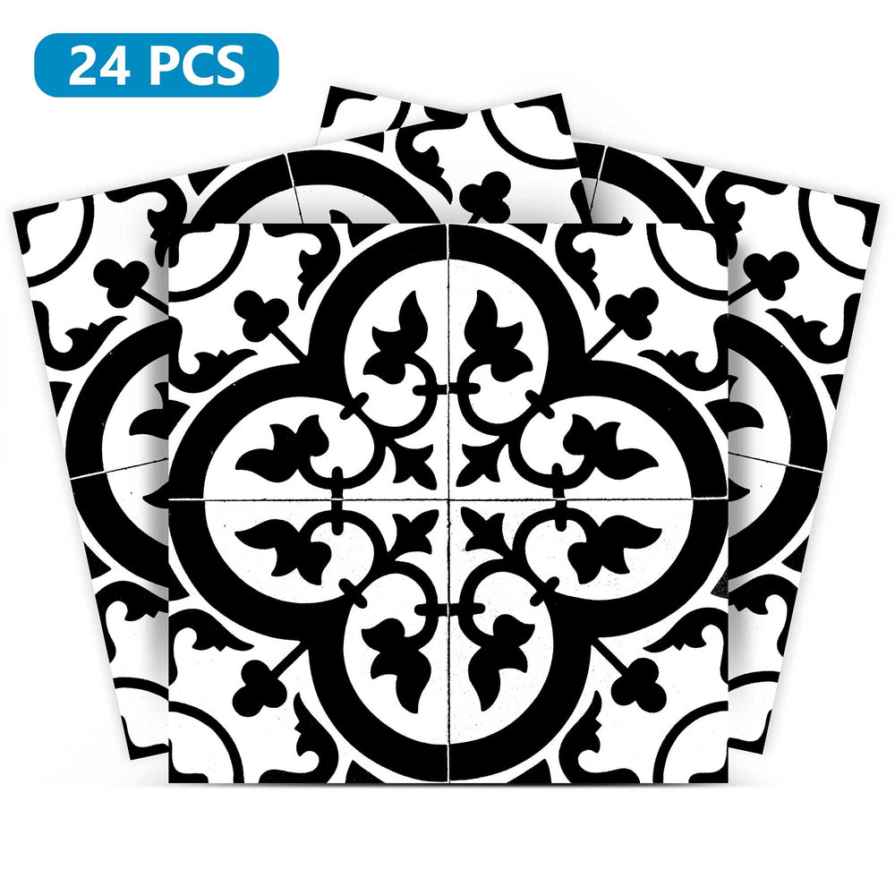 Black and White peel and stick pattern wall décor tile stickers Model - B35