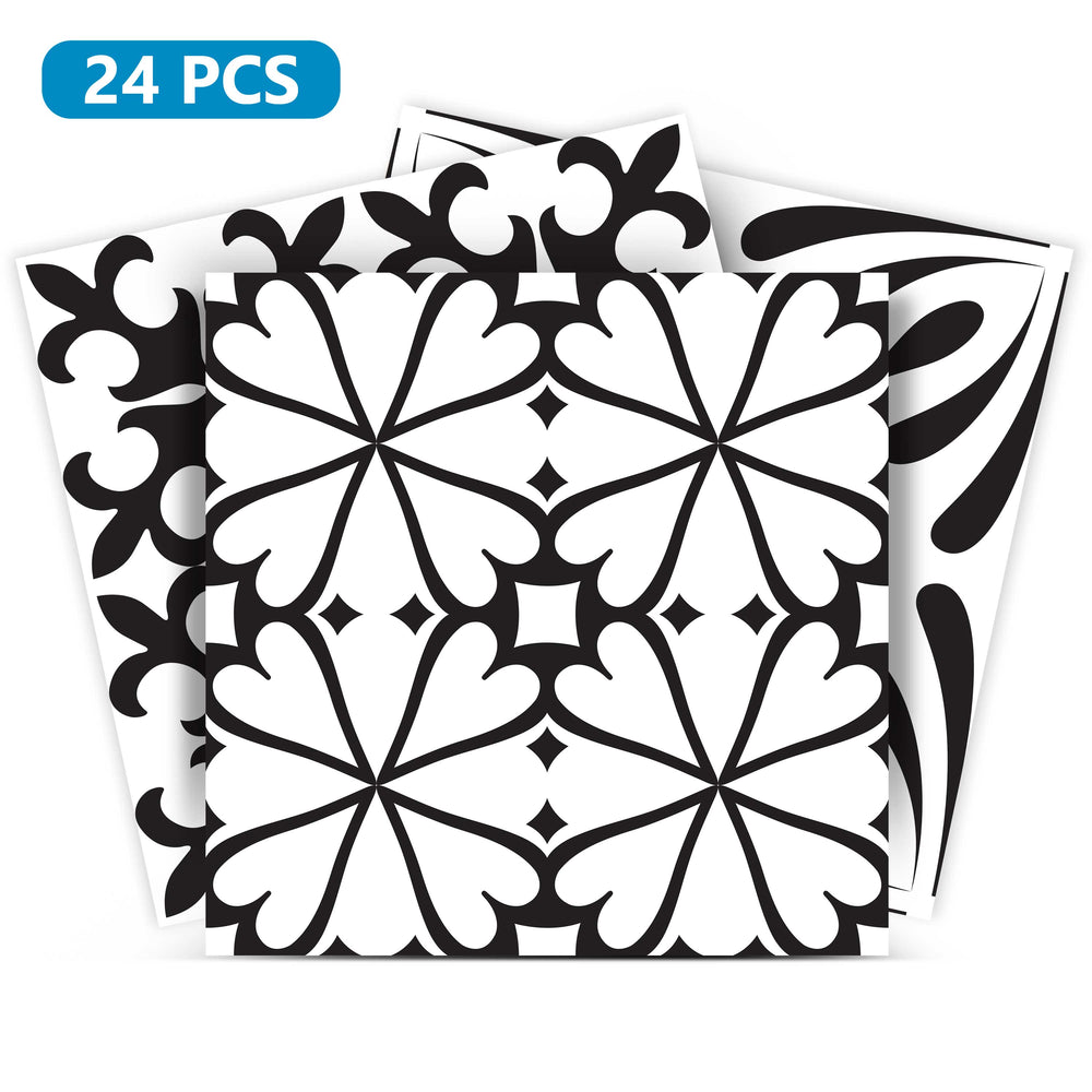 Black and White multiple patterns peel and stick Tile Stickers Model - B45