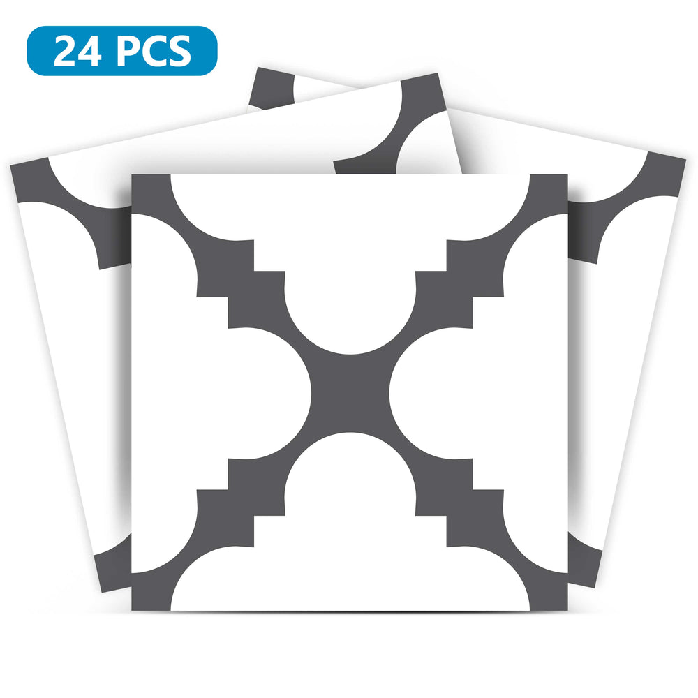 Gray and White Easy-to-Install Tiles peel and stick cabinet covers Model - B49