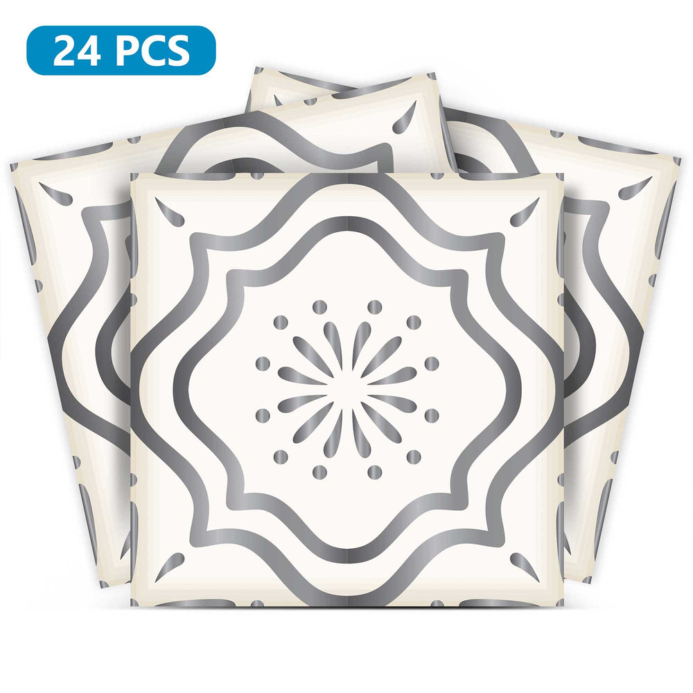 Silver pattern removable tile stickers for renters Model - B506