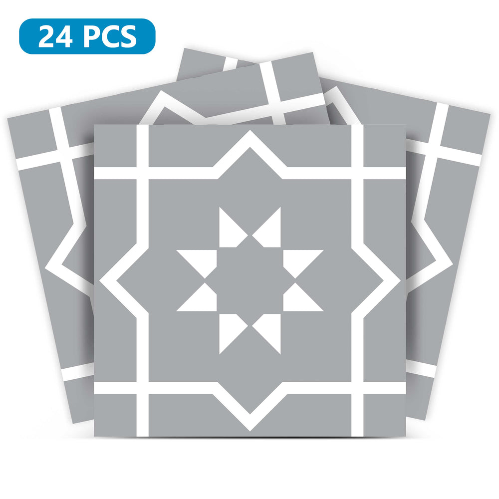 Gray Pattern tiles for bathroom wall design easy to install Tile Stickers Model - B55