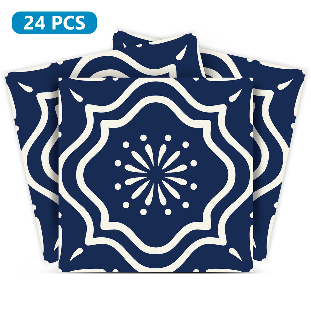 Beautiful Blue pattern connected shape tile stickers for bathroom floor Model - B56