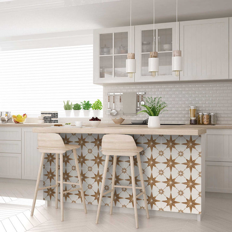 Bathroom Modern star shaped tile stickers easy to apply Brown Model - B58
