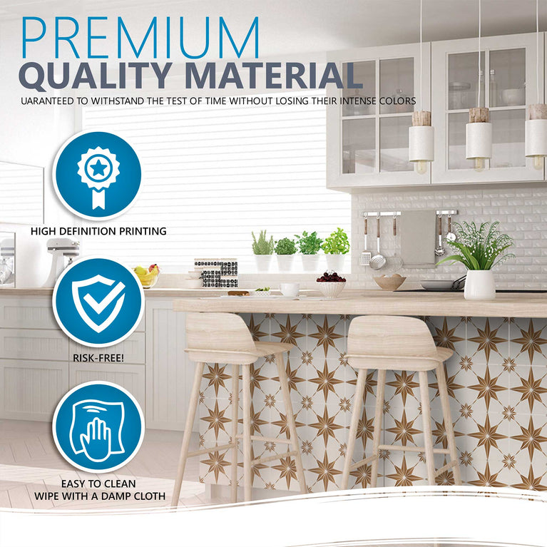 Bathroom Modern star shaped tile stickers easy to apply Brown Model - B58