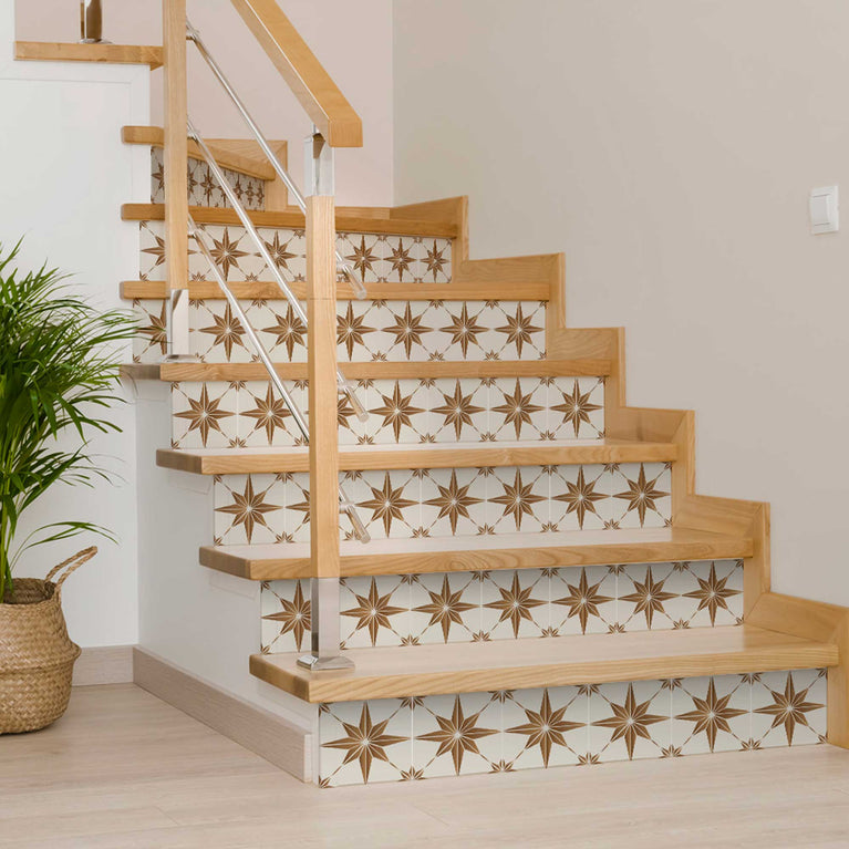 Bathroom Modern star shaped tile stickers easy to apply Brown Model - B58