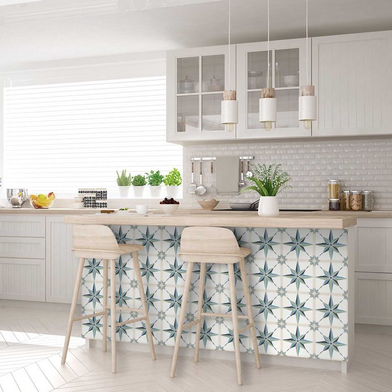 Renter friendly backsplash Tile Stickers star shaped kitchen tiles Model - B62
