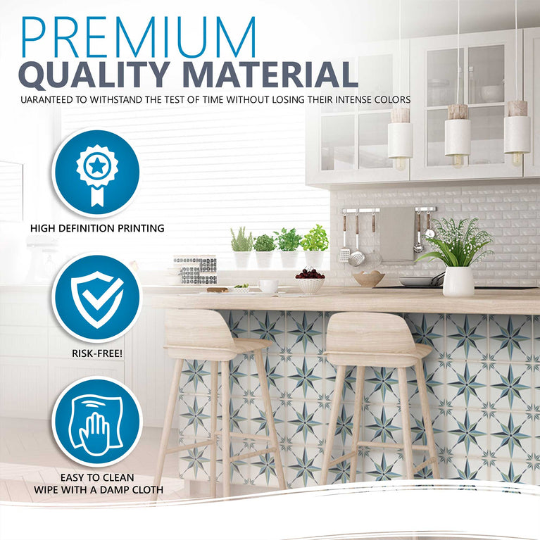 Renter friendly backsplash Tile Stickers star shaped kitchen tiles Model - B62