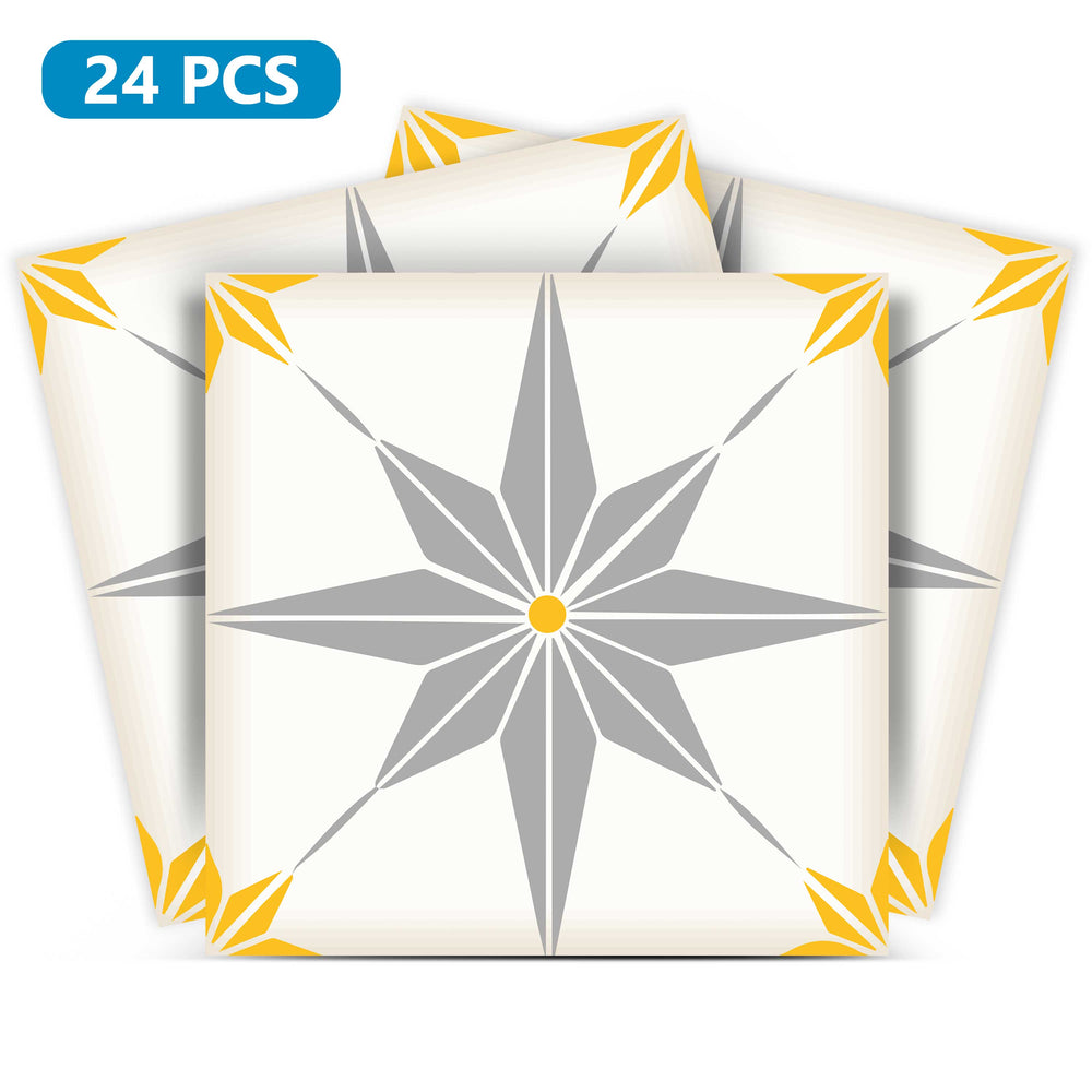 Gray and Yellow star shaped tiles for home décor peel and stick Tile Stickers Model - B63