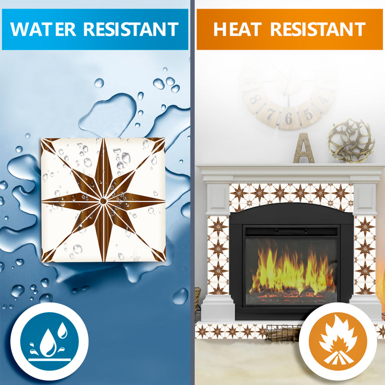 Brown and White Trendy Peel and Stick star shaped Tile Stickers Model - B67