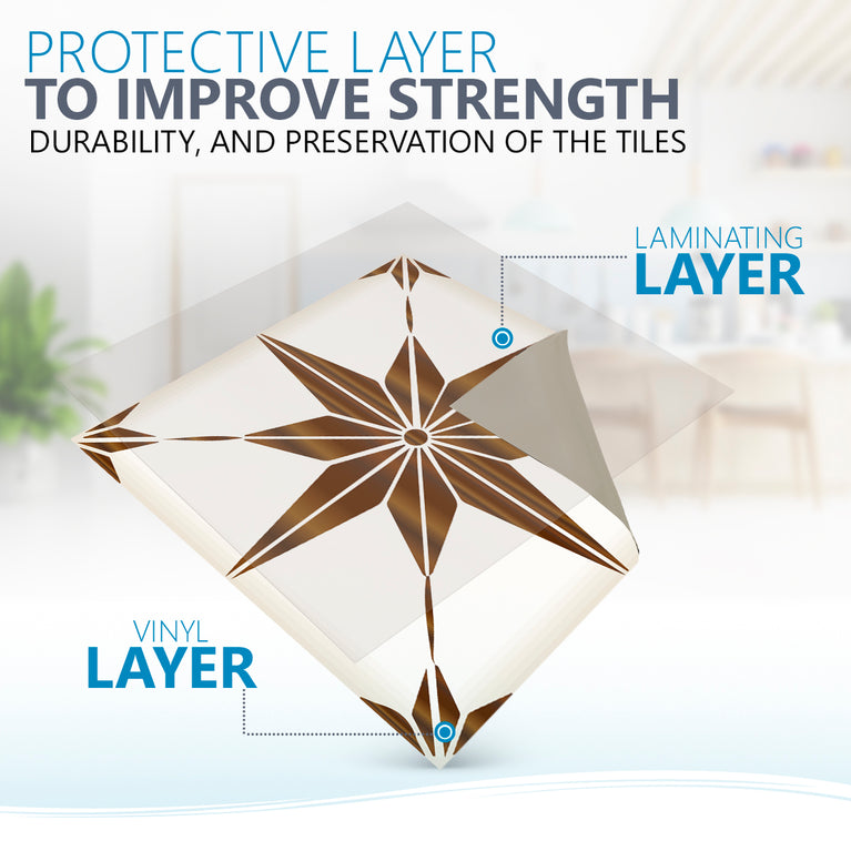 Brown and White Trendy Peel and Stick star shaped Tile Stickers Model - B67