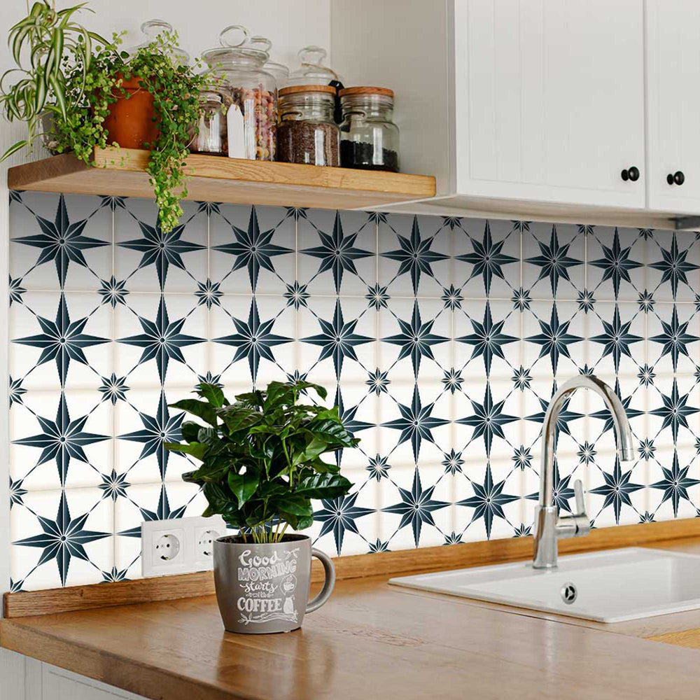 Inexpensive backsplash ideas Blue star Peel and Stick Tile Stickers Model - B69