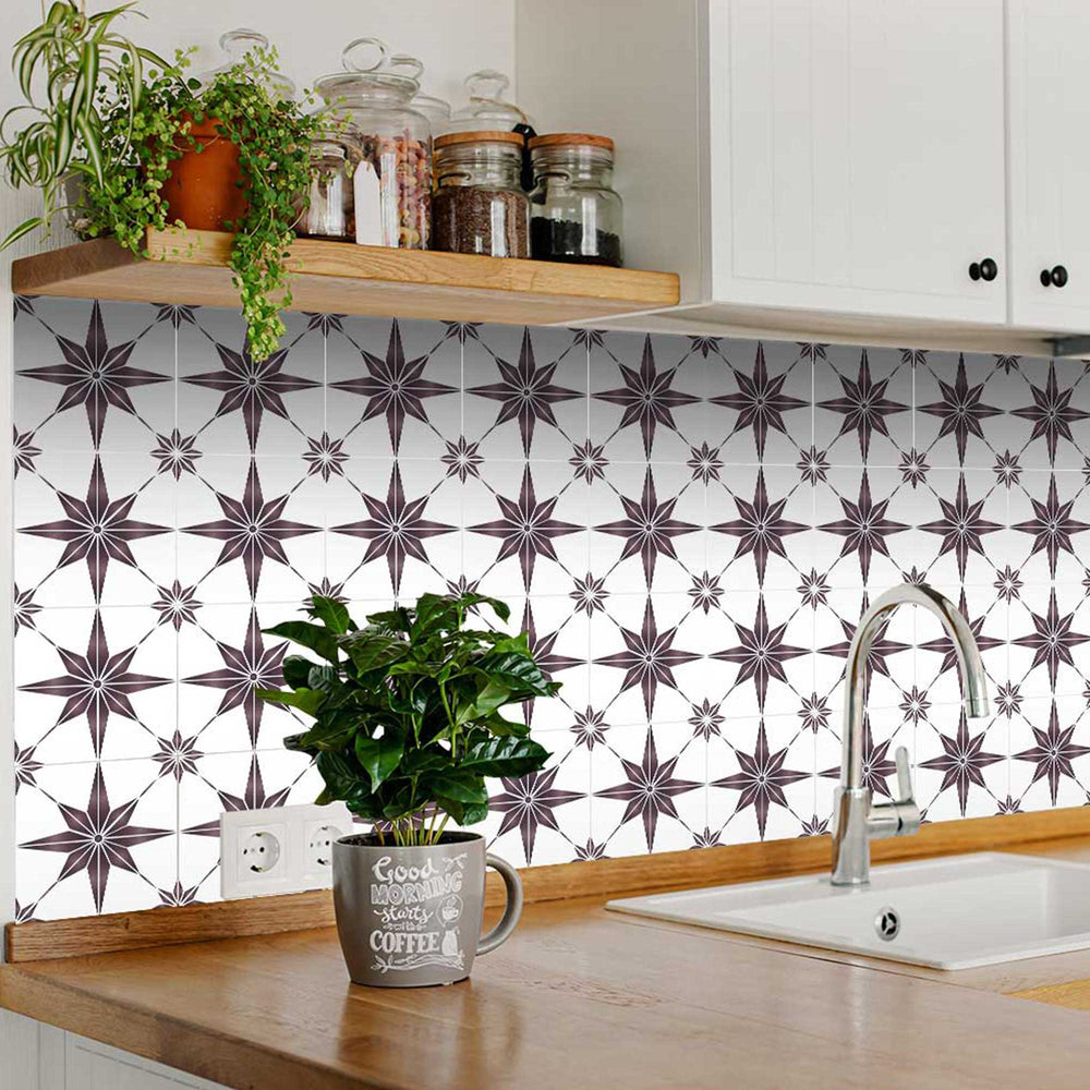 Beautiful Dark Purple star shaped Backsplash for home design Model - B71