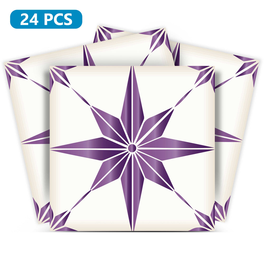 Purple star shaped tile stickers beautiful kitchen Backsplash peel and stick Tiles Model - B72