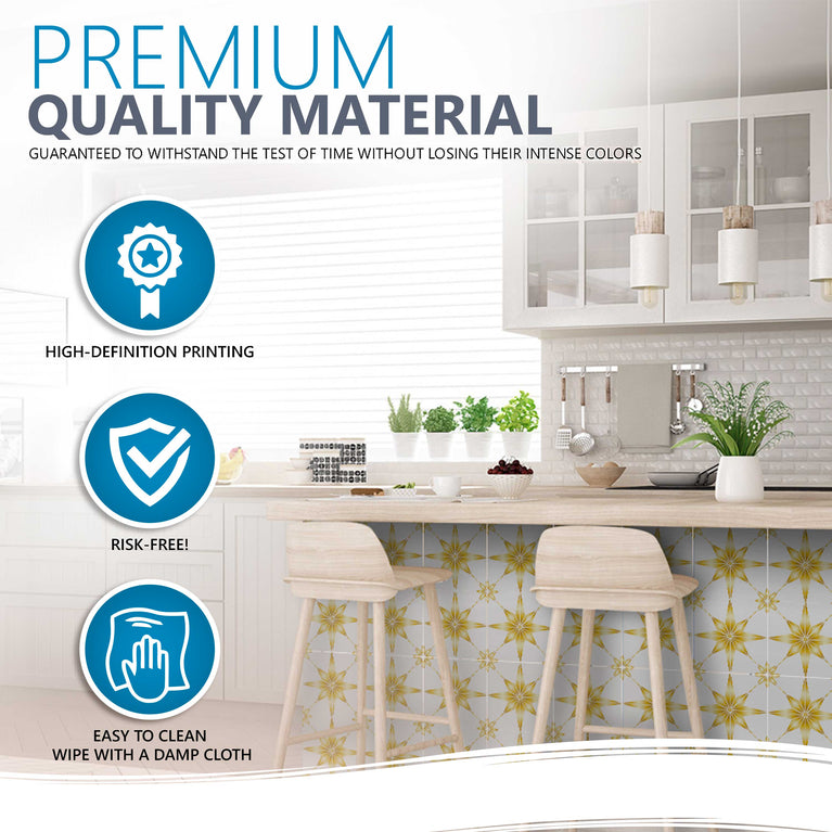 Easy bathroom makeover Yellow star tile stickers easy to apply Model - B73