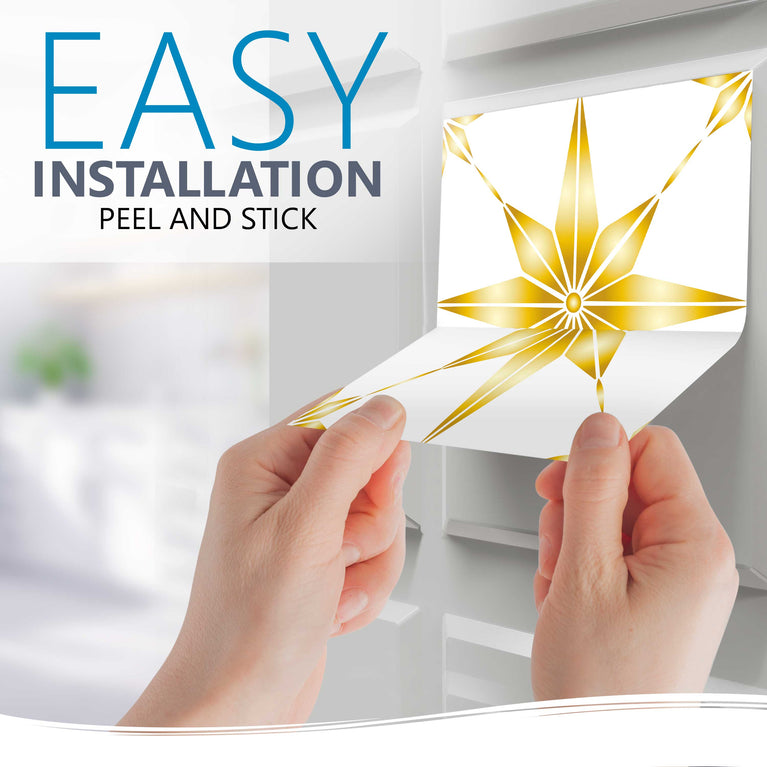 Easy bathroom makeover Yellow star tile stickers easy to apply Model - B73