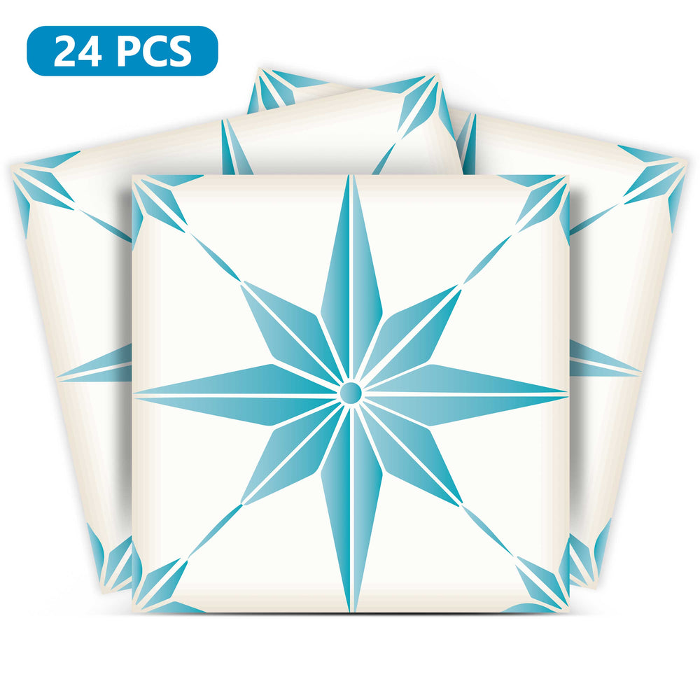 Light Blue star shaped Easy to Install Tile Stickers for DIY Home Renovations Model - B75