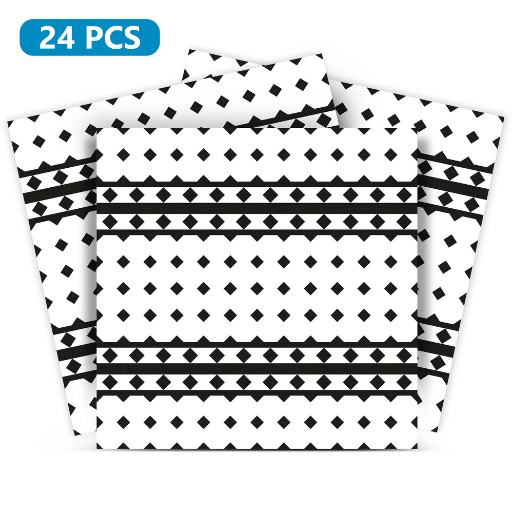 Renter friendly backsplash Black and White pattern Floor Tiles Model - B79