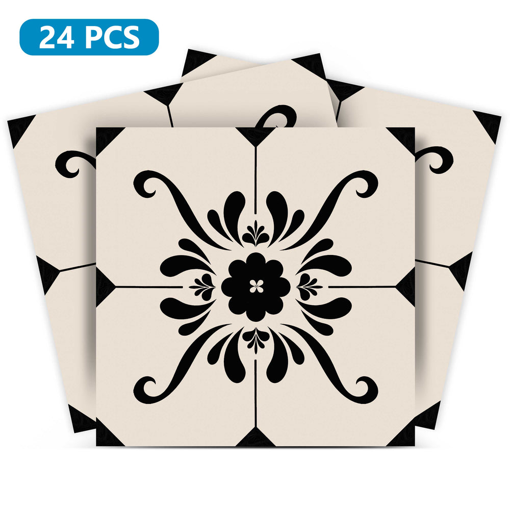 Brown and White peel and stick pattern Tile Stickers for bathroom décor Model - B84