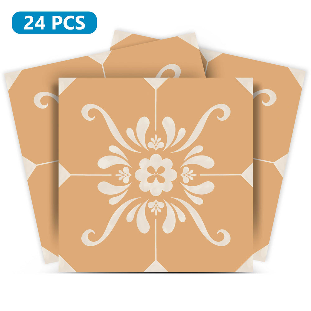 Orange pattern tile stickers DIY Home Renovations easy remove for renters Model - B85