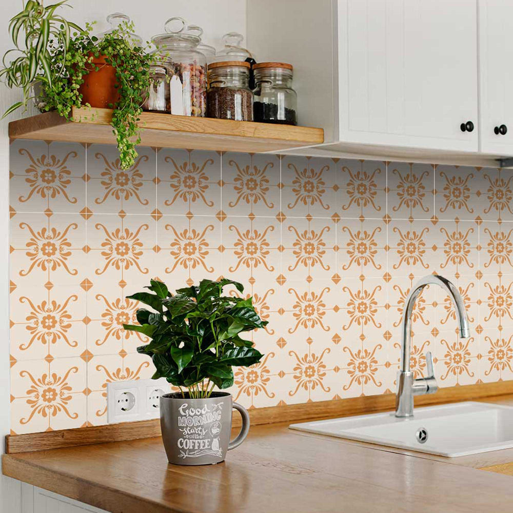 Orange Décor for home pattern peel and stick Tile Stickers Model - B86
