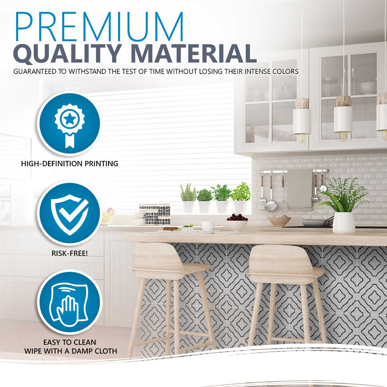 Black and White Bathroom tile stickers pattern for renters Model - B90