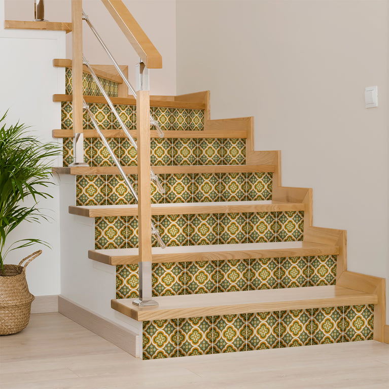 Heritage Floral Medallion Backsplash Tile Stickers, Retro Botanical Arabesque Tile - C189