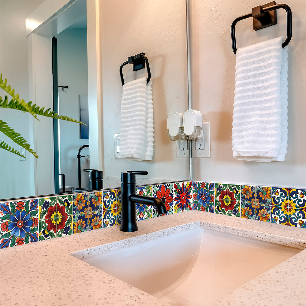 Floral Vintage Colorful Retro Design Multicolor beautiful backsplash Model - C18