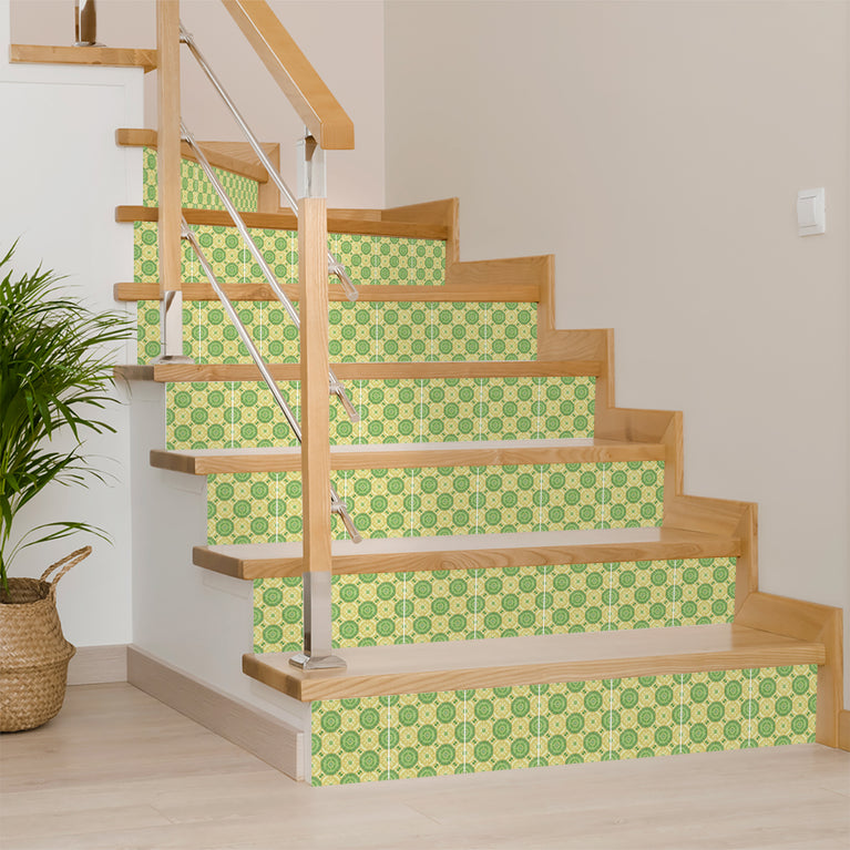 Emerald Garden Floral Medallion Backsplash Tile Stickers, Vintage Bloom Peel And Stick Vinyl Decals - C190