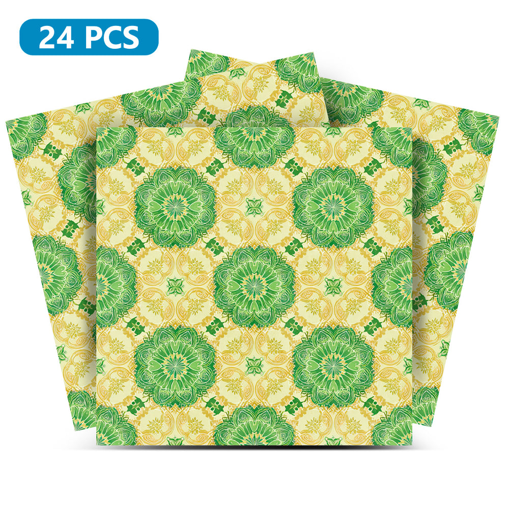 Emerald Garden Floral Medallion Backsplash Tile Stickers, Vintage Bloom Peel And Stick Vinyl Decals - C190