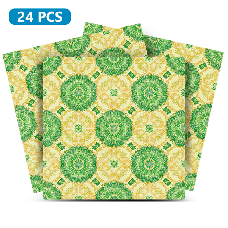 Emerald Garden Floral Medallion Backsplash Tile Stickers, Vintage Bloom Peel And Stick Vinyl Decals - C190