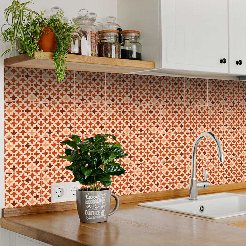 Orange shades tile stickers for home and kitchens cabinets easy peel and stick Model - C20