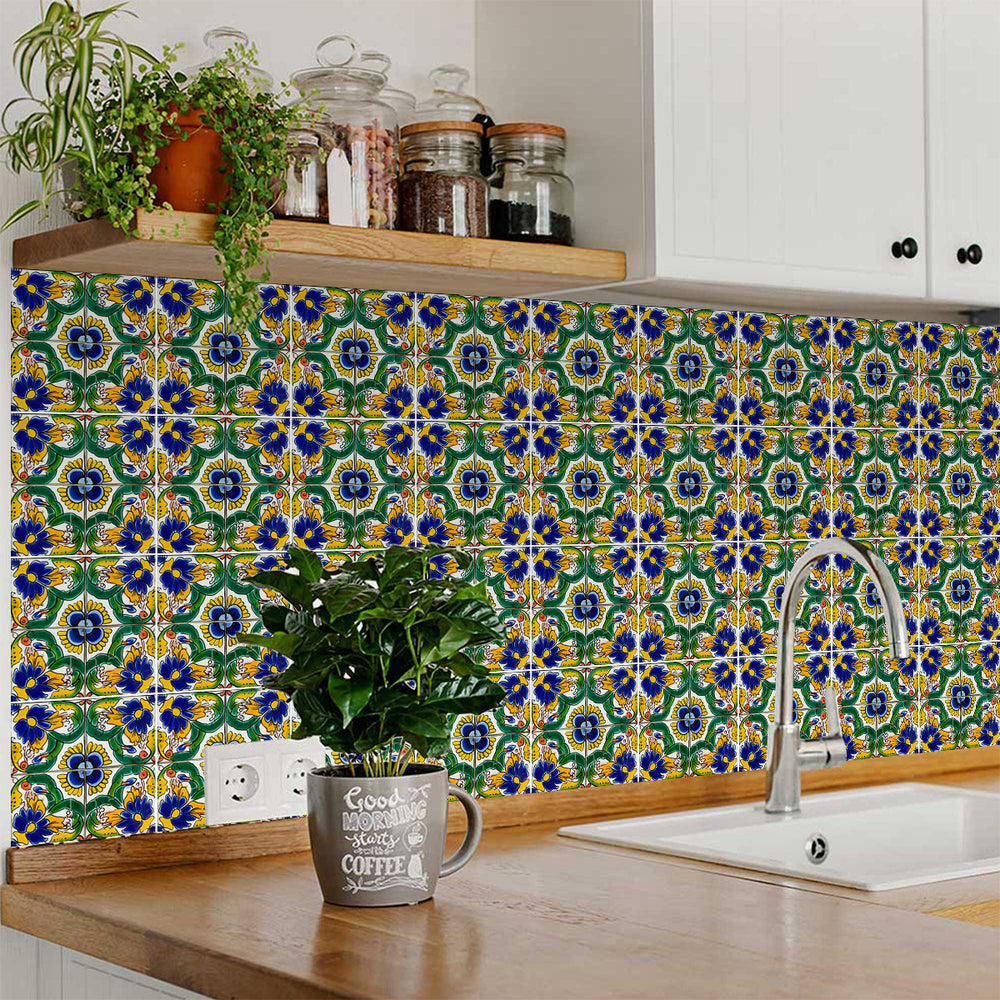 Floral Vintage wall Stickers pop of Colorful backsplash for kitchen Model - C25