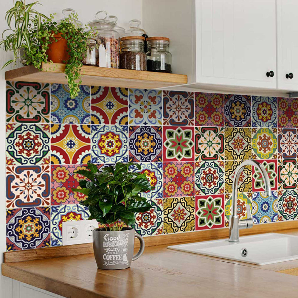 Mixed designs model colorful backsplash for wall renovation Tile stickers Model - C55