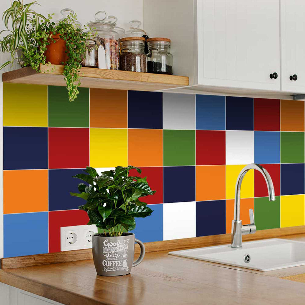 Different solid color tile stickers for colorful backsplash easy to apply Model - C60
